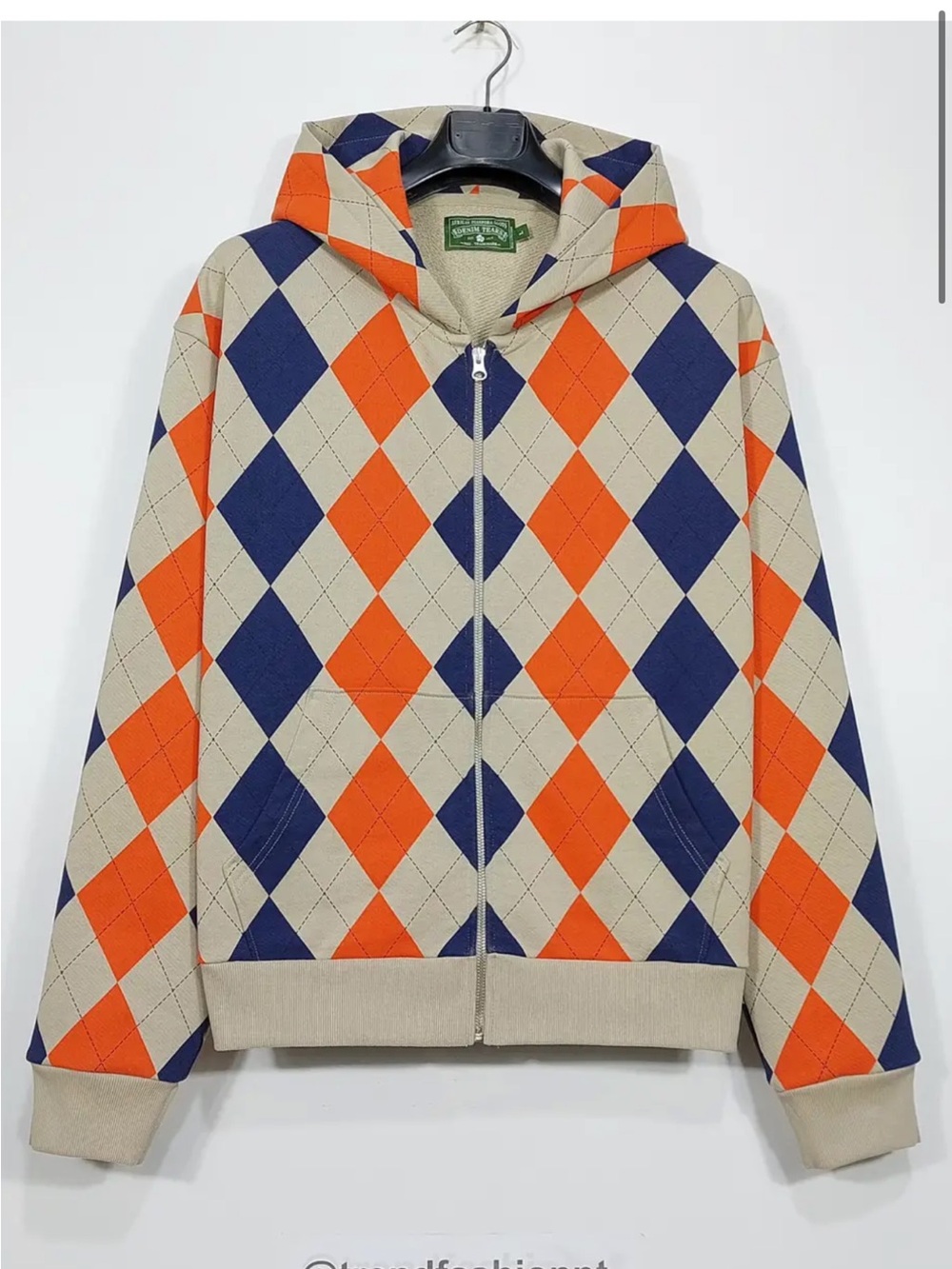 DENIM TEARS Mens XL Zip-Front Jacket in Beige, Navy & Orange - Picture 1 of 4